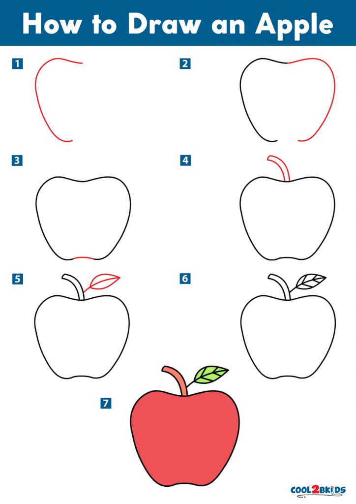 How To Draw An Apple Cool2bKids   How To Draw An Apple Step By Step 724x1024 