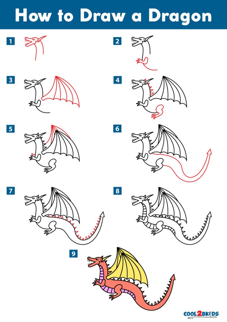 How To Draw A Dragon Cool2bKids   How To Draw A Dragon Step By Step 768x1087 