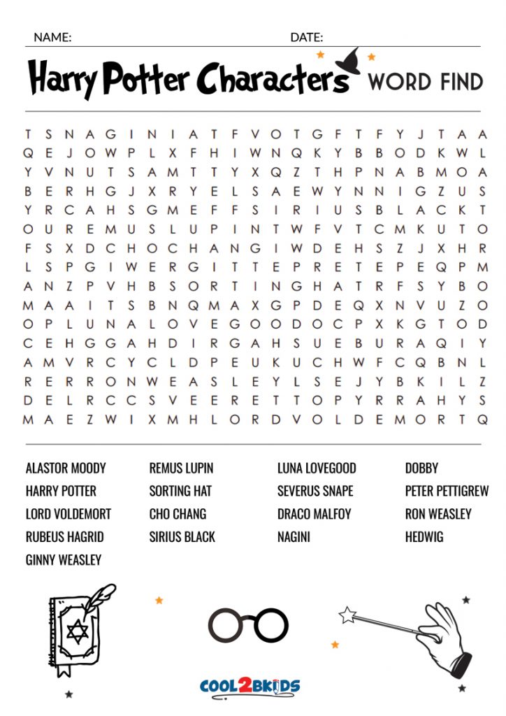 Printable Harry Potter Word Search - Cool2bKids