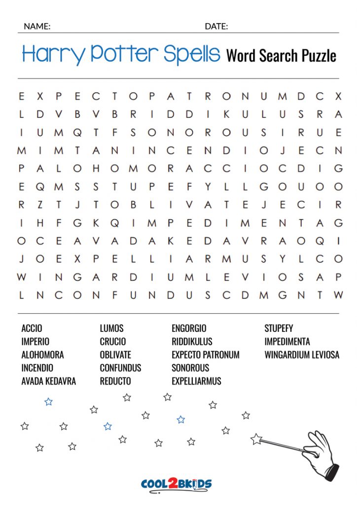 printable harry potter word search cool2bkids