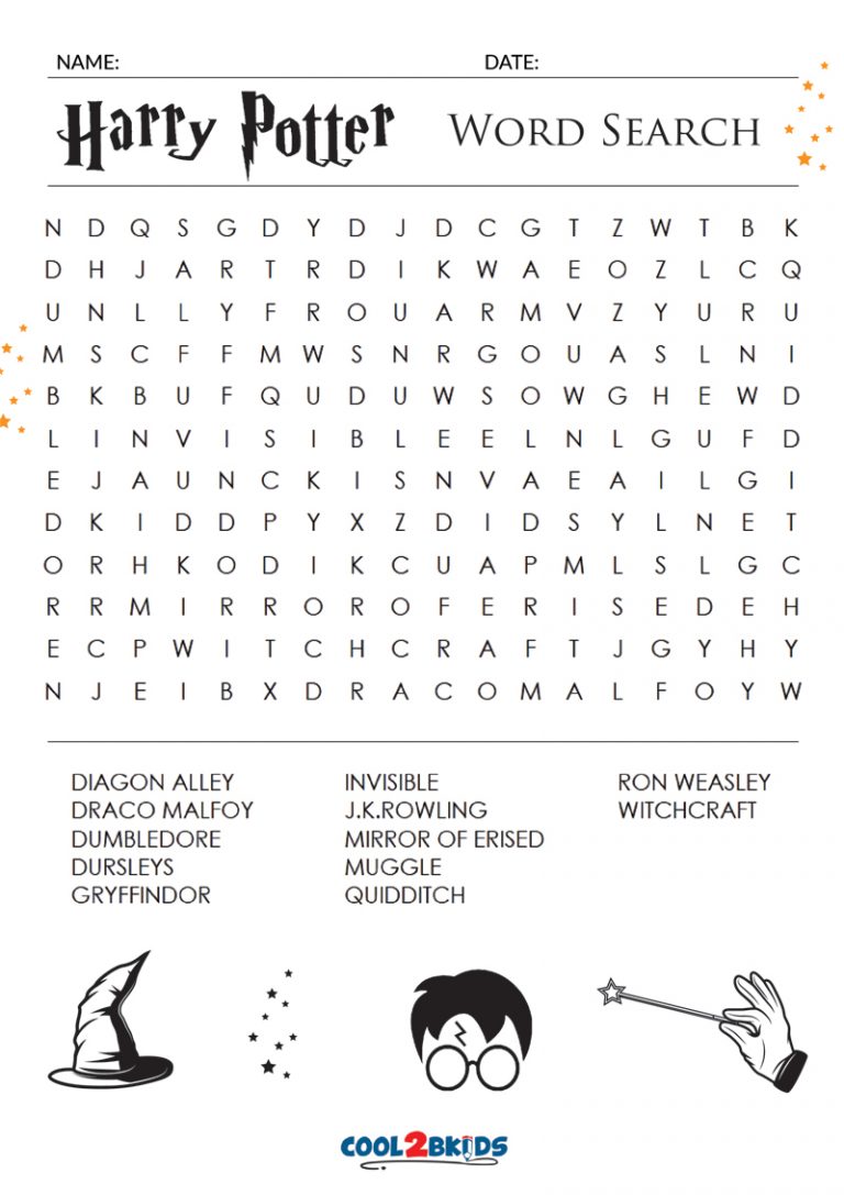 Printable Harry Potter Word Search Cool2bKids