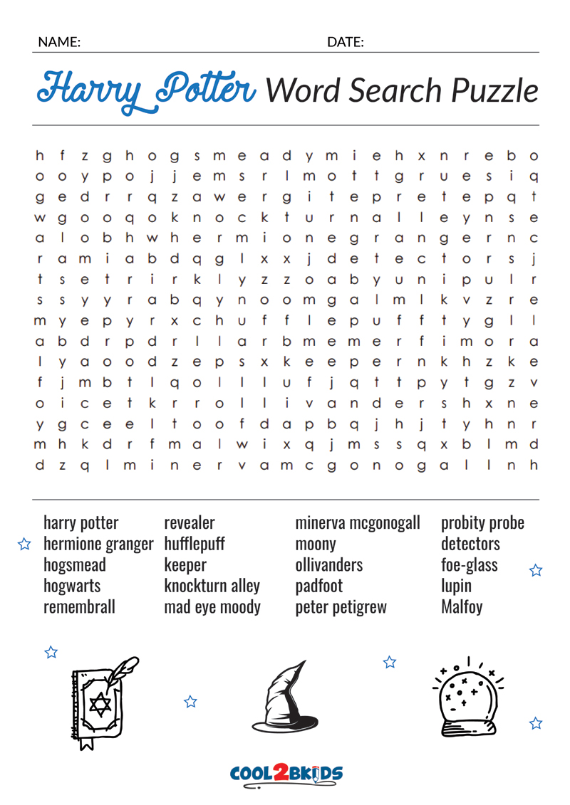 Printable Harry Potter Word Search Cool2bKids