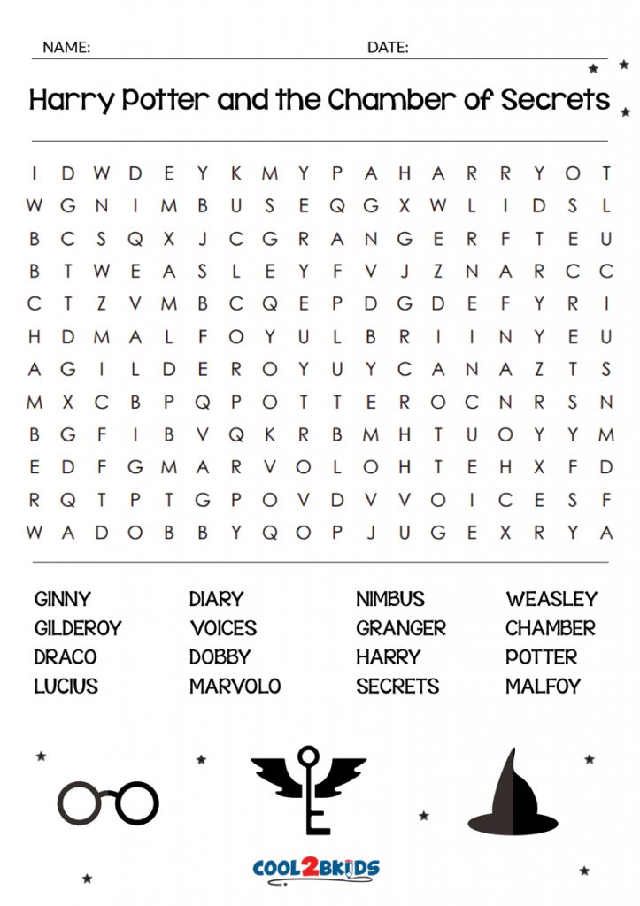 harry potter word search free printable