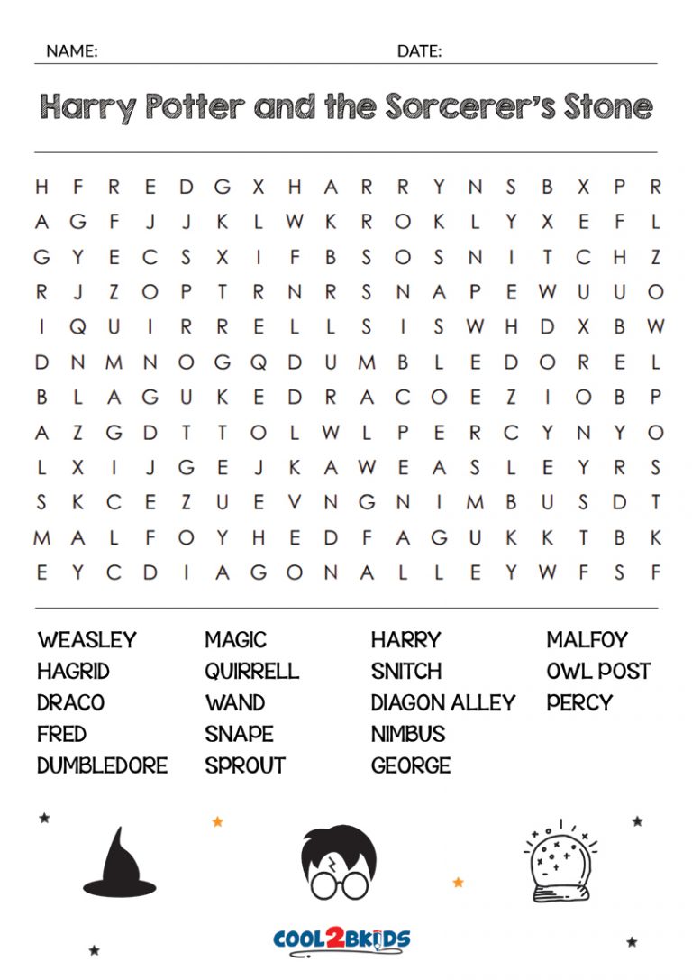 printable harry potter word search cool2bkids