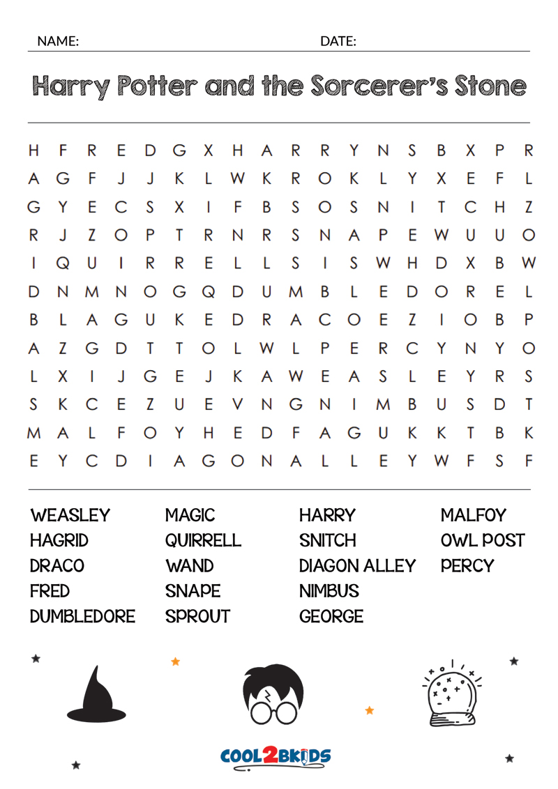 printable harry potter word search cool2bkids