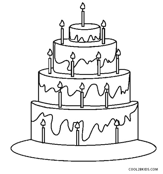 Páginas para colorir de bolo de aniversário imprimíveis grátis para  crianças - GBcoloring