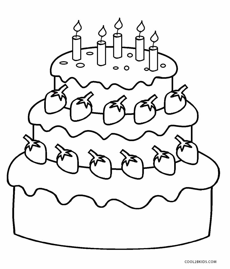 desenho de bolo de aniversário para colorir para aprendem cores 