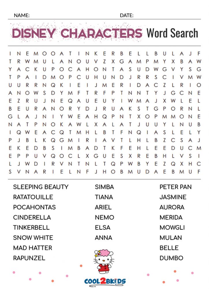 Printable Disney Word Search