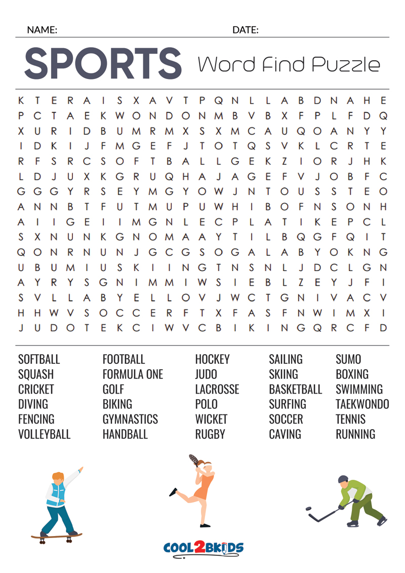 Printable Sports Word Search Cool2bKids