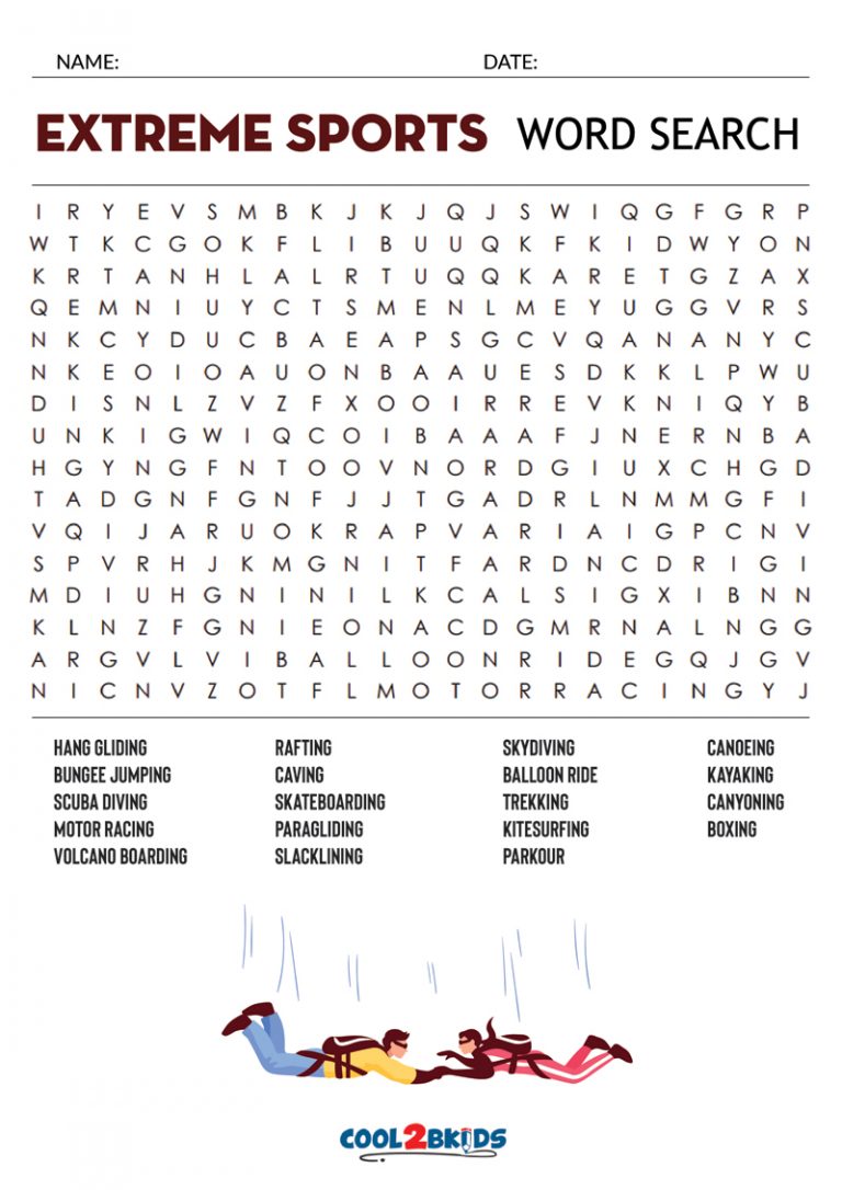 Printable Sports Word Search Cool2bKids