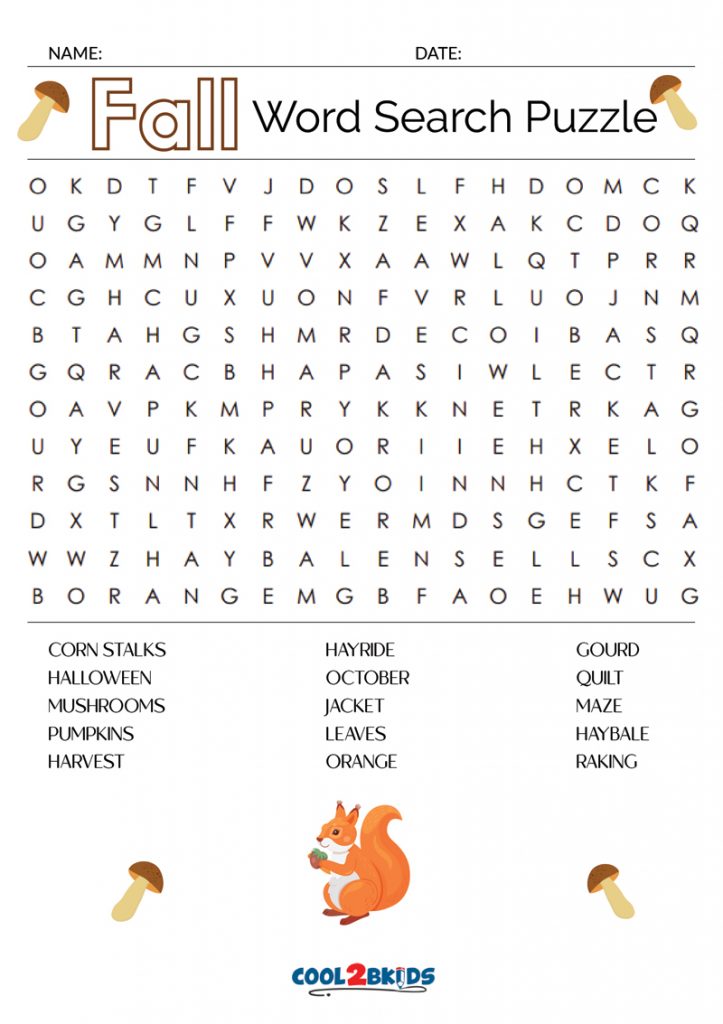 fall word search