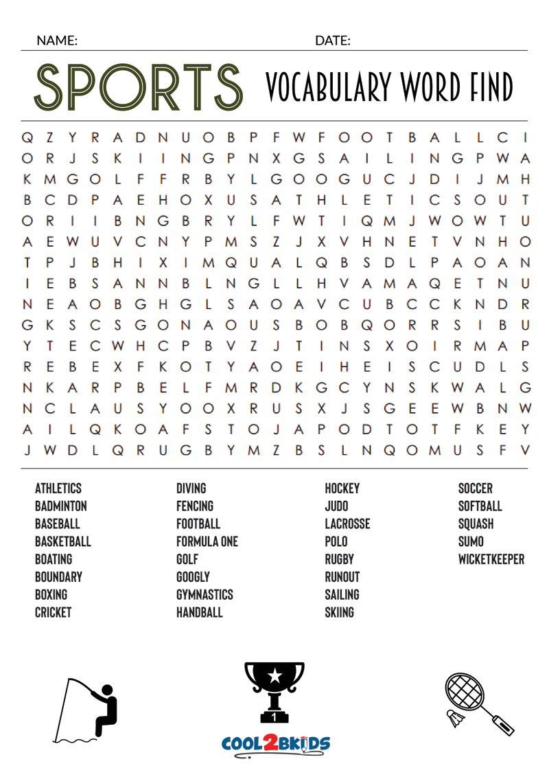 Printable Sports Word Search Cool2bKids