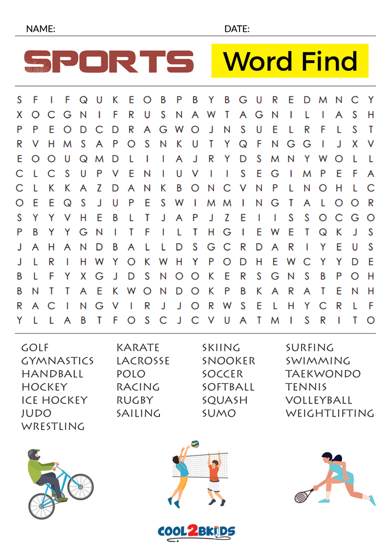 Printable Sports Word Search