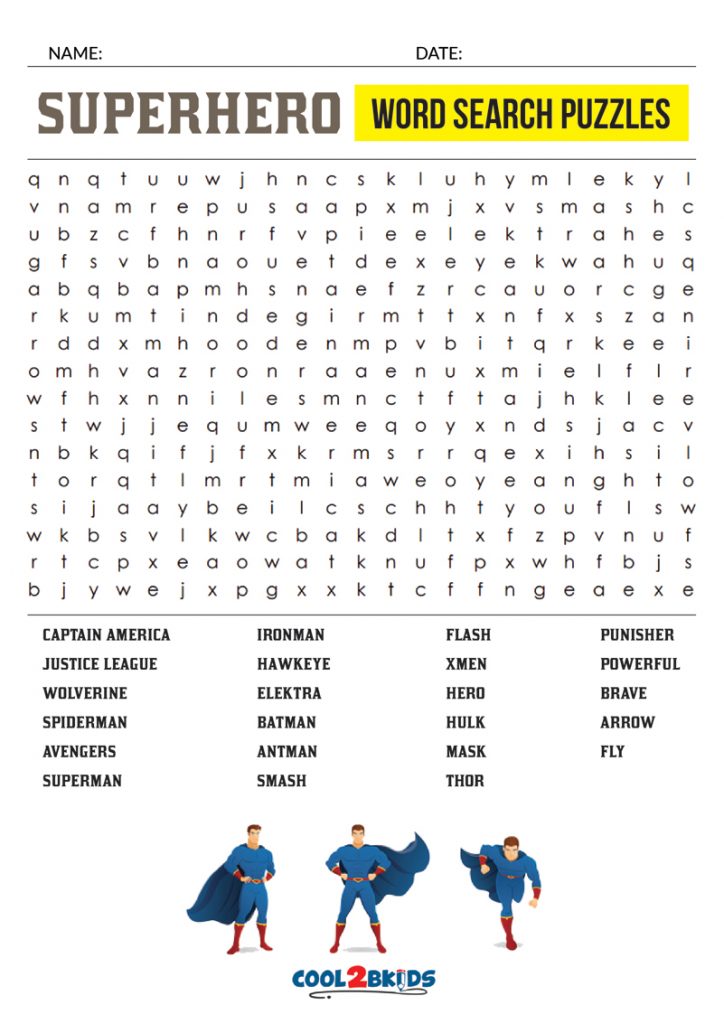 Printable Superhero Word Search Cool2bKids