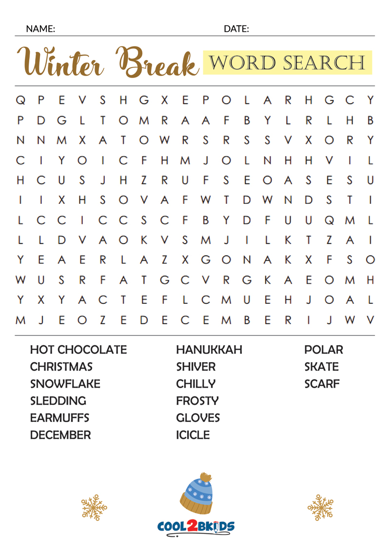 Printable Winter Word Search Cool2bKids