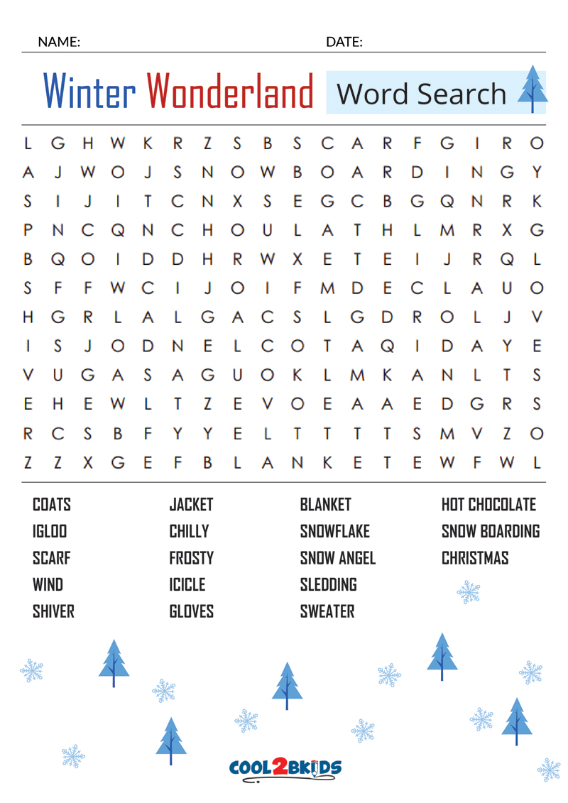 Printable Winter Word Search Cool2bKids