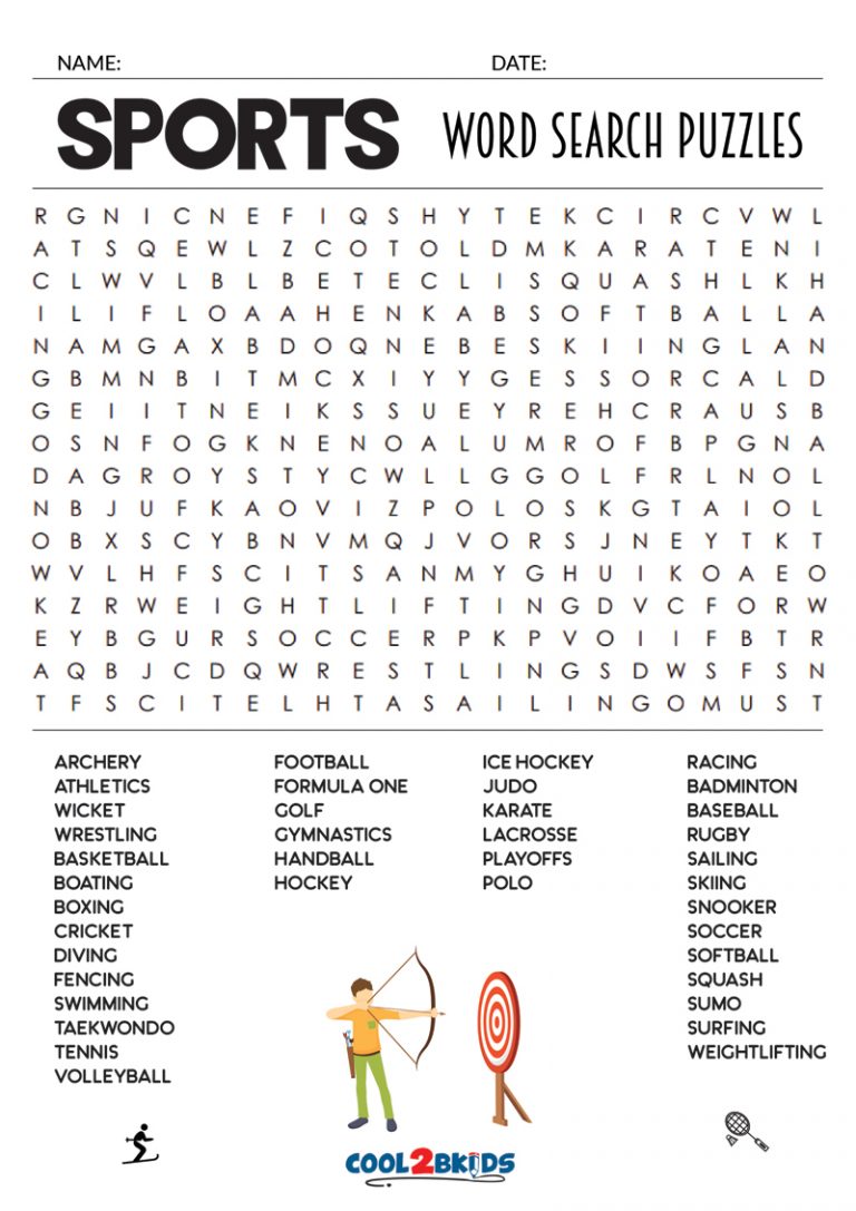 Printable Sports Word Search Cool2bKids