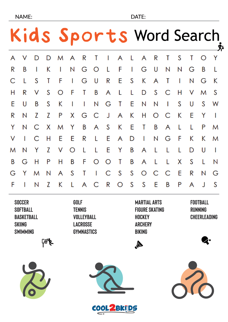 Printable Sports Word Search Cool2bKids