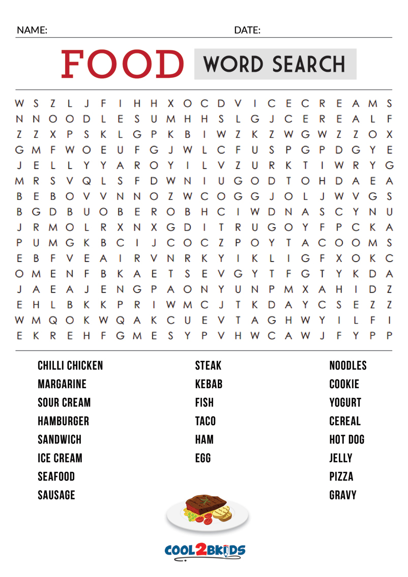 Printable Food Word Search Cool2bKids