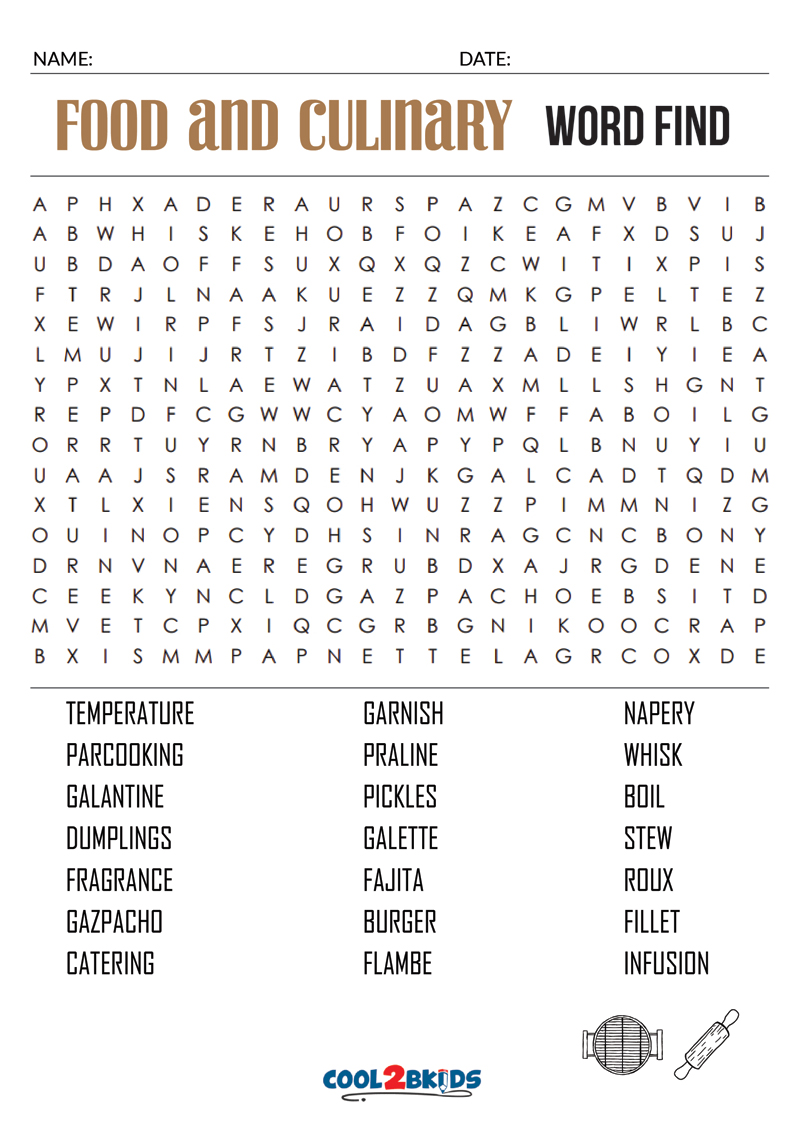 Printable Food Word Search Cool2bKids