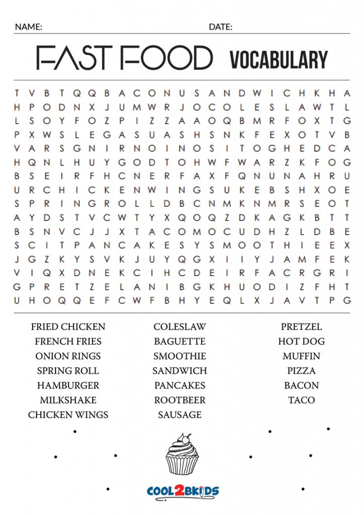 Printable Food Word Search Cool2bKids