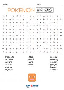 Pokemon Word Search - WordMint