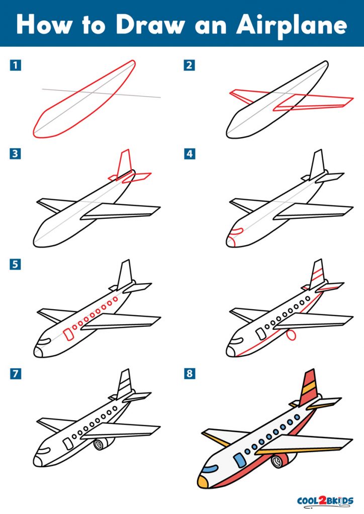 Simple airplane drawing step by step hubhon