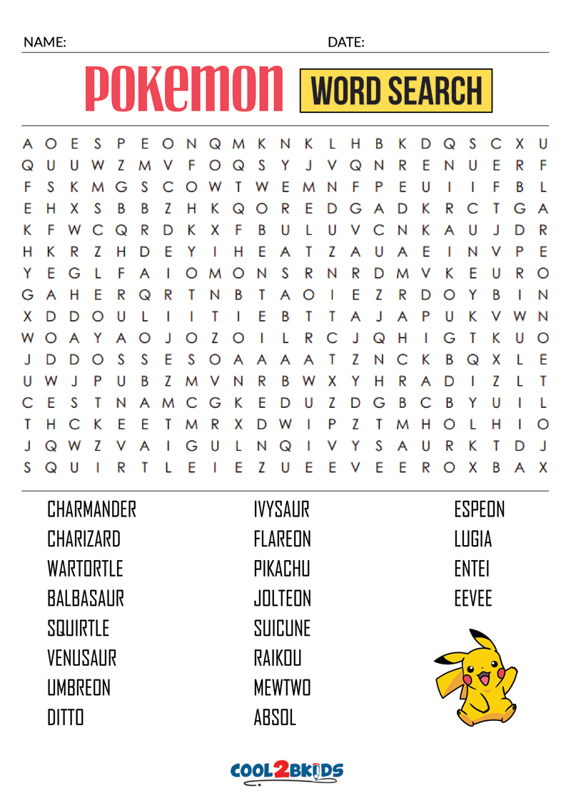 10 Best Pokemon Word Search Puzzles Printable Printableecom 10 Best Pokemon Word Search