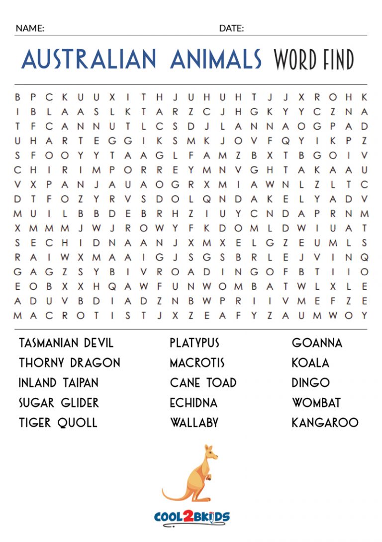 Printable Animal Word Search Cool2bKids