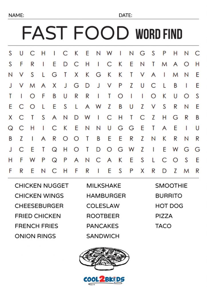 Printable Food Word Search Cool2bKids