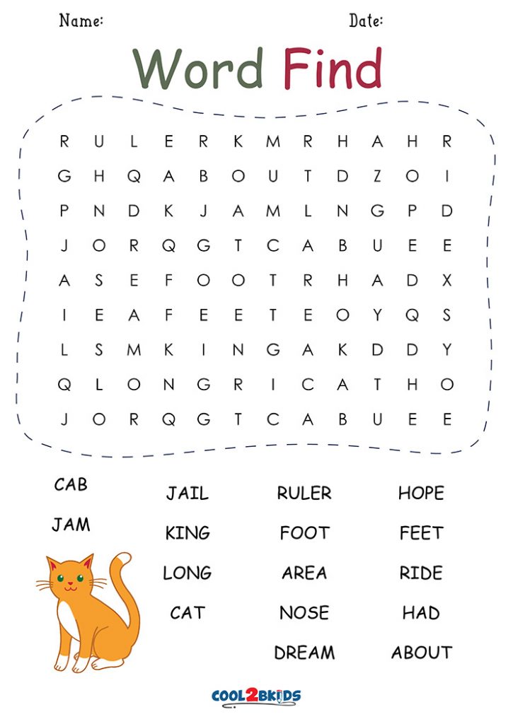 Printable 1st Grade Word Search Cool2bKids