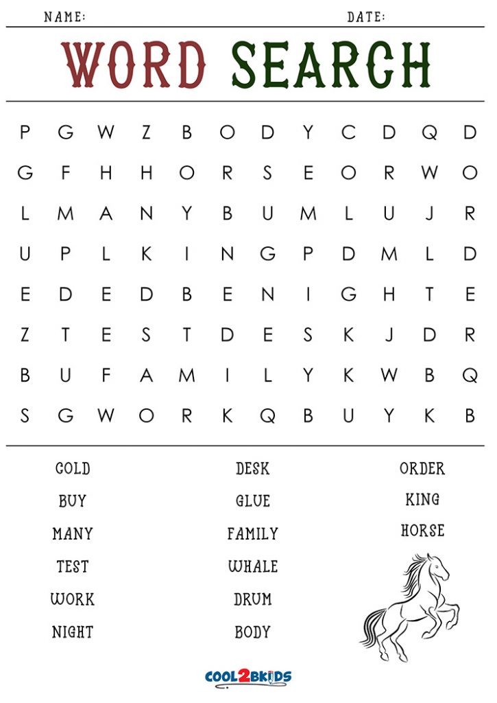 Free Printable 2nd Grade Word Search