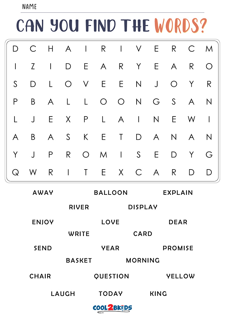 Free Word Search Printables For 2nd Grade