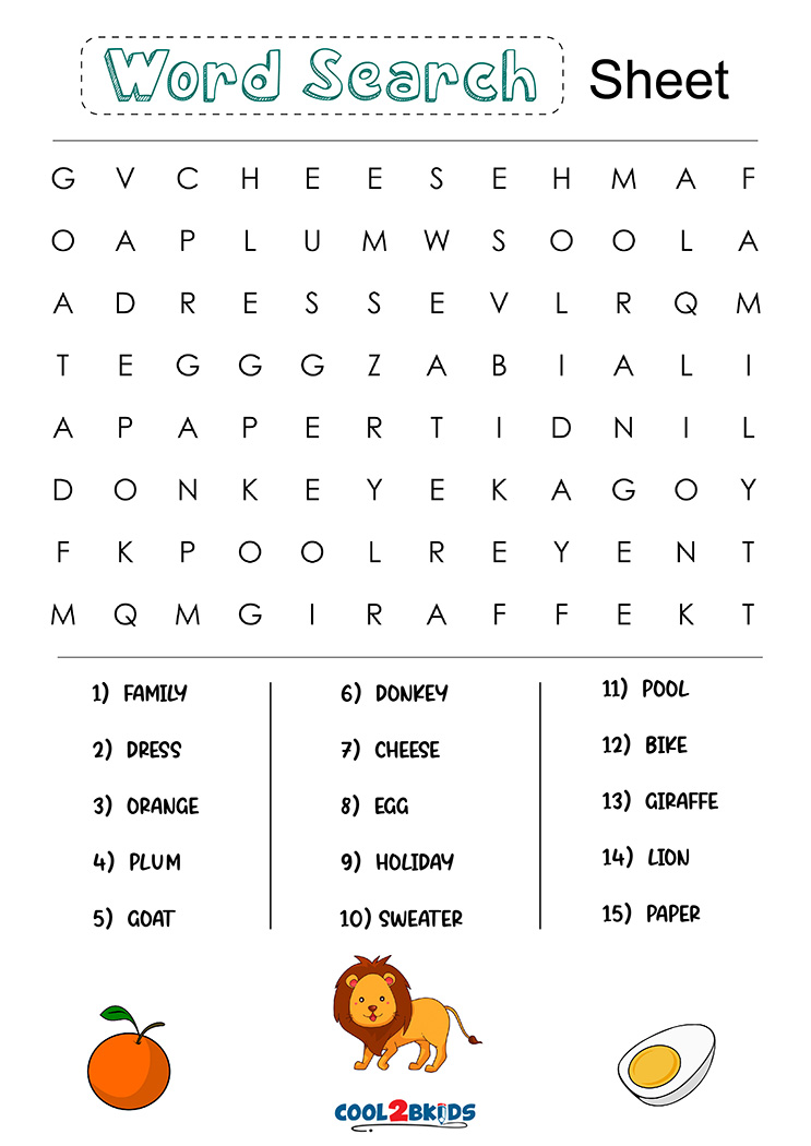 printable 2nd grade word search cool2bkids