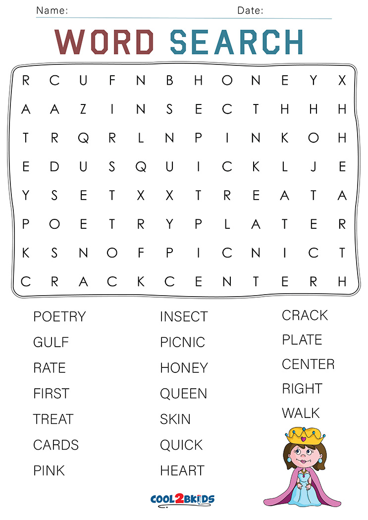 Sight Word Printable Worksheets Word Search