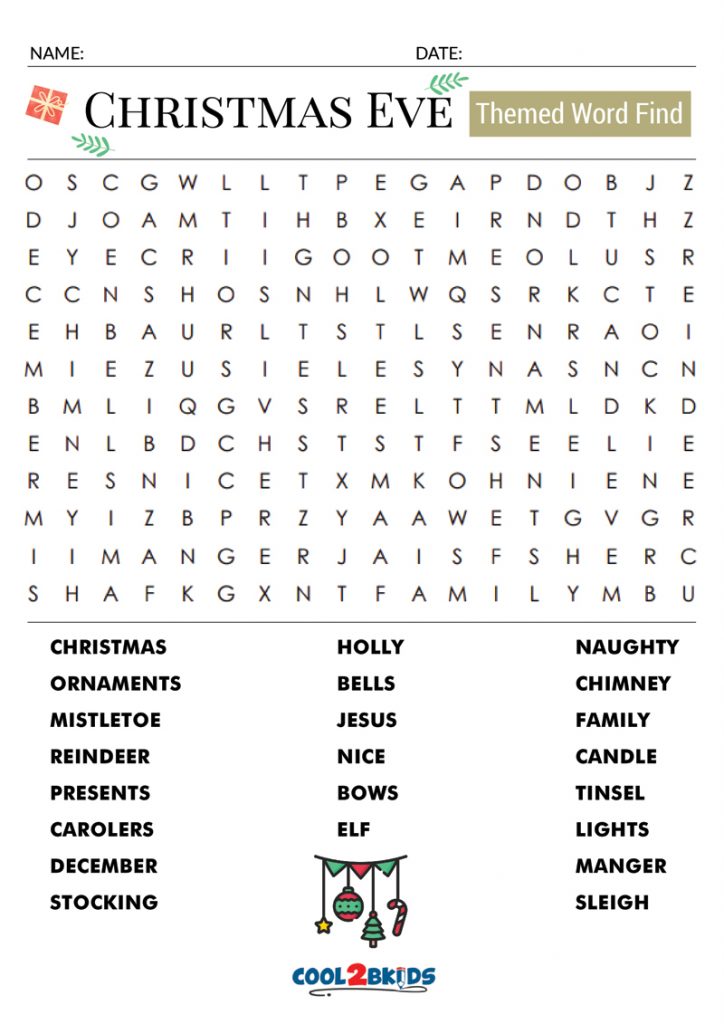 Printable Christmas Word Search Cool2bKids