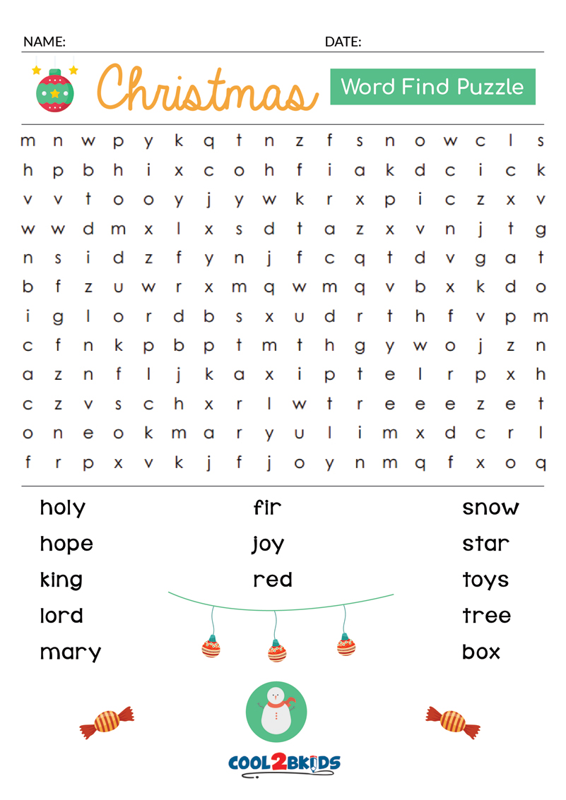 Printable Christmas Word Search - Cool2bKids