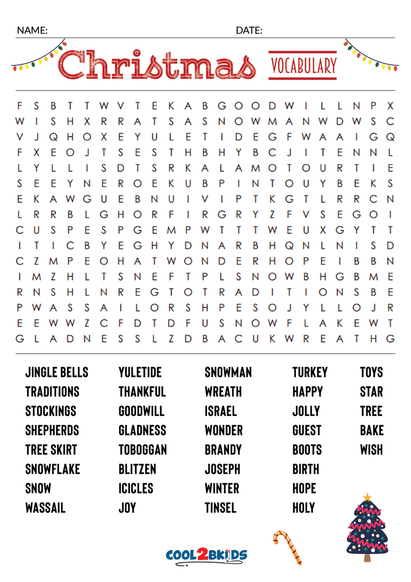 Printable Christmas Word Search Cool2bKids