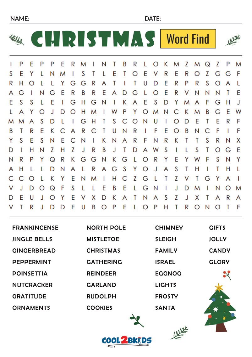 Printable Christmas Word Search - Cool2bKids