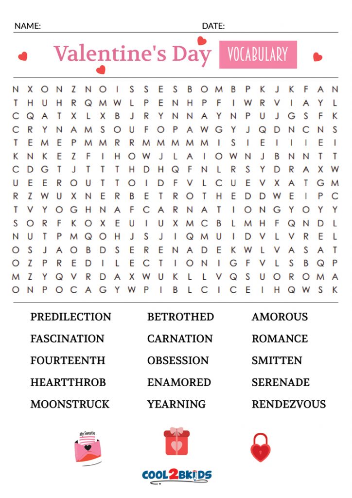 Printable Valentine's Day Word Search - Cool2bKids