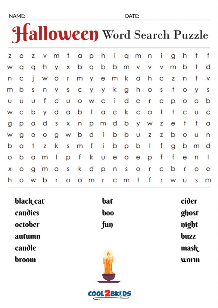 Printable Halloween Word Search - Cool2bKids