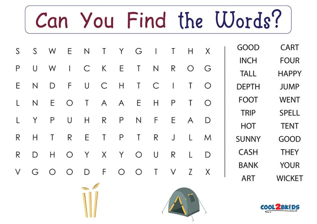 Printable 1st Grade Word Search Cool2bKids