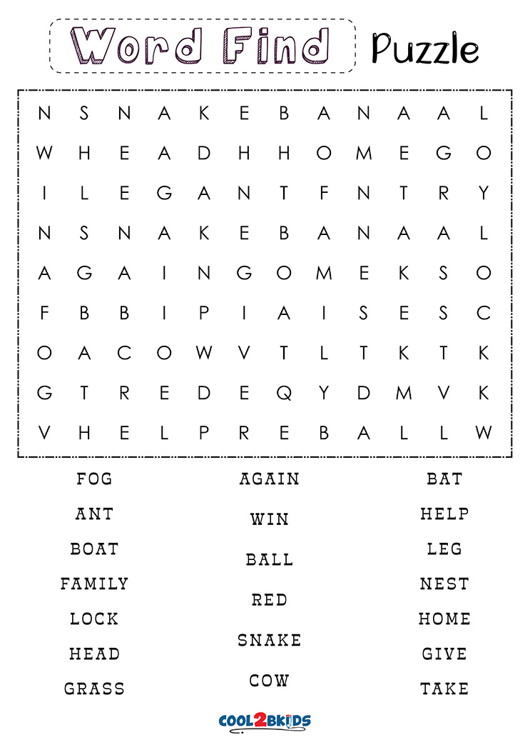 word puzzle games printable for kids