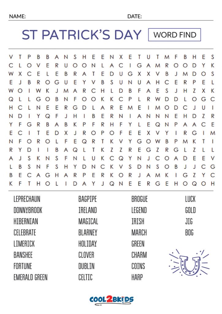 st pattys day printable word search