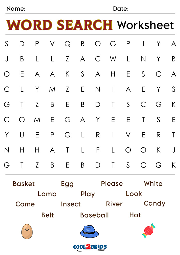 Word Search Kindergarten Printable