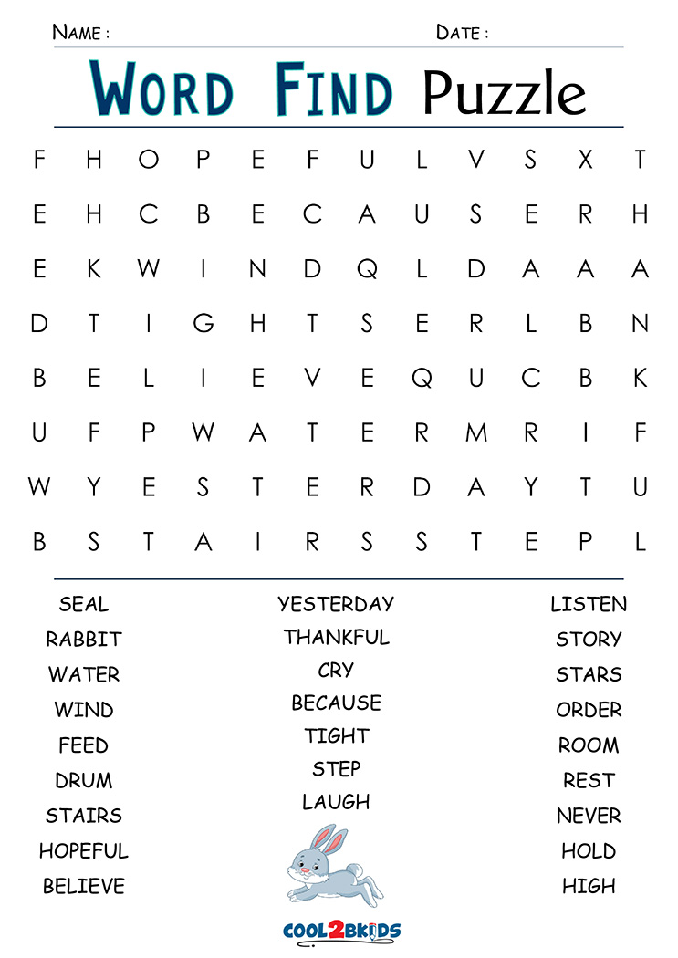 2nd grade word search cool2bkids