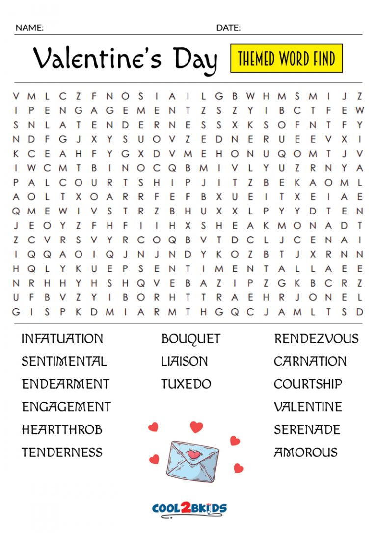 Printable Valentine s Day Word Search Cool2bKids