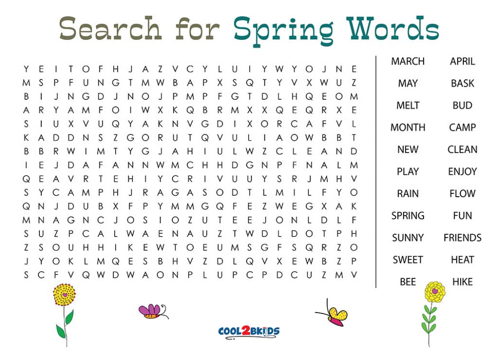 Printable Spring Word Search Cool2bKids