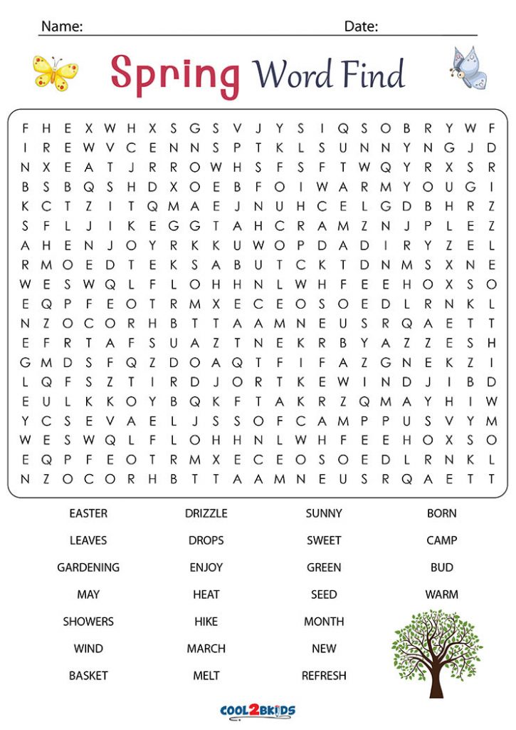 Printable Spring Word Search - Cool2bKids