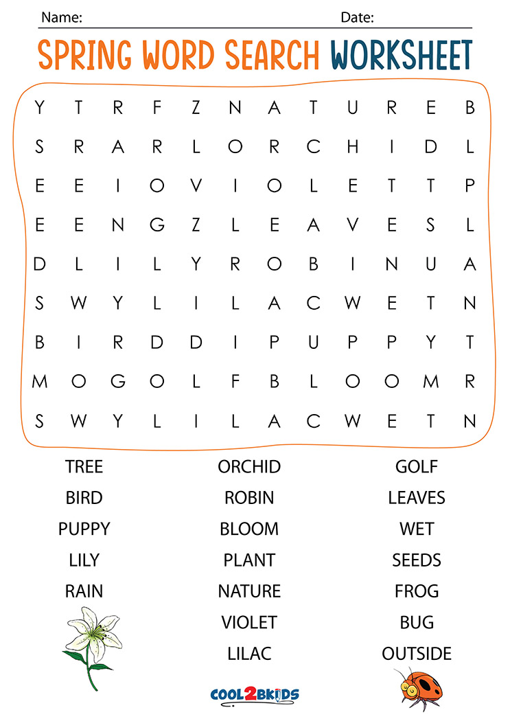 Printable Spring Word Search - Cool2bKids